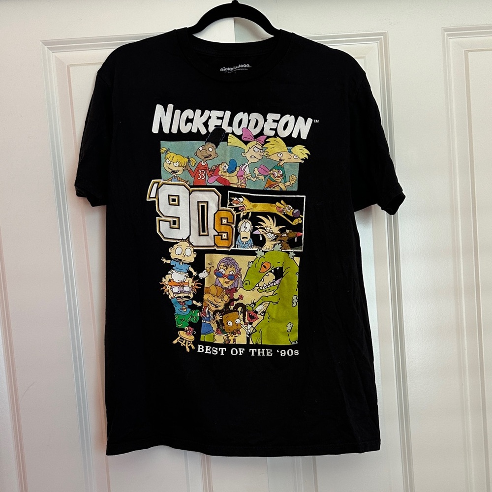 Nickelodeon Black T-Shirt with 90s Cartoon Characters